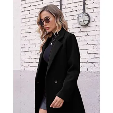 Stylish Hooever Women's Black Wool Peacoat Size M