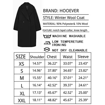 Stylish Hooever Women's Black Wool Peacoat Size M