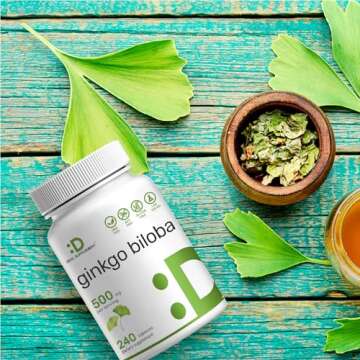 DEAL SUPPLEMENT Ginkgo Biloba 500mg Per Serving, 240 Capsules, 4 Month Supply – Grown in Northern Asia – Extra Strength, Promotes Brain Function
