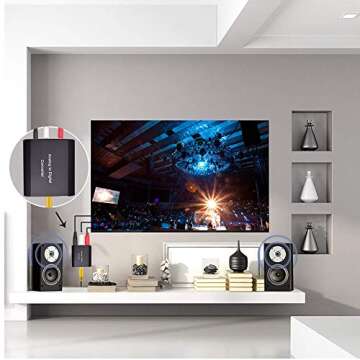 Analog to Digital Audio Converter,Hdiwousp Aluminum RCA to Optical with Optical Cable, Stereo L/R and 3.5mm Jack to Digital Toslink Coaxial Audio Adapter Compatible with PS4 Xbox HDTV DVD Headphone.