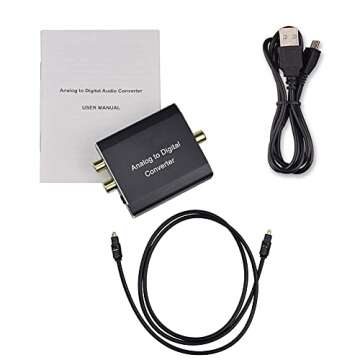Analog to Digital Audio Converter,Hdiwousp Aluminum RCA to Optical with Optical Cable, Stereo L/R and 3.5mm Jack to Digital Toslink Coaxial Audio Adapter Compatible with PS4 Xbox HDTV DVD Headphone.