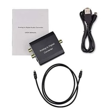 Analog to Digital Audio Converter,Hdiwousp Aluminum RCA to Optical with Optical Cable, Stereo L/R and 3.5mm Jack to Digital Toslink Coaxial Audio Adapter Compatible with PS4 Xbox HDTV DVD Headphone.