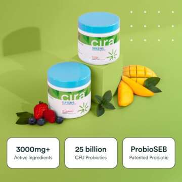 Cira Daily Greens Superfood Powder - Organic Spirulina, 30 Servings