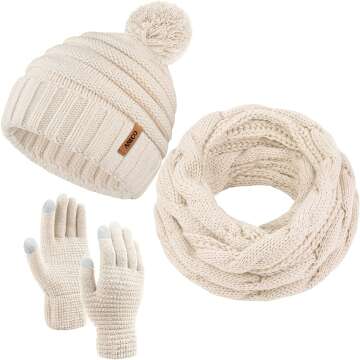 Aneco Winter Hat Scarf Gloves Set for Men & Women