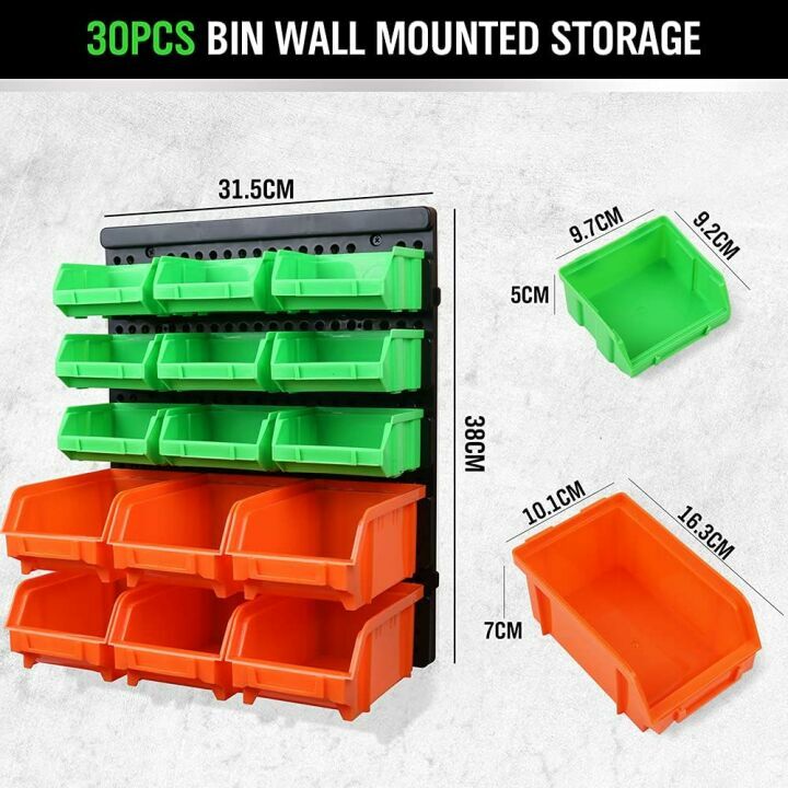 Wall Mounted Storage Bins – 30PCS Organizer Set