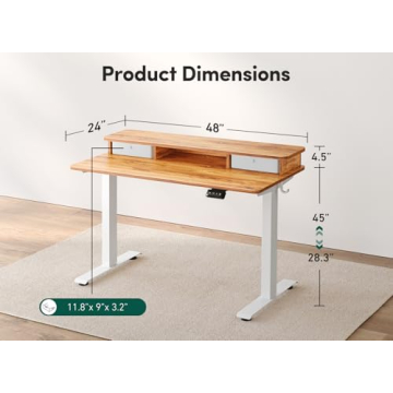 FEZIBO Electric Standing Desk with Double Drawer Storage Shelf