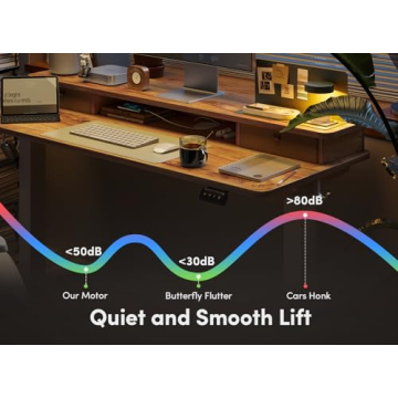 FEZIBO Electric Standing Desk with Double Drawer Storage Shelf