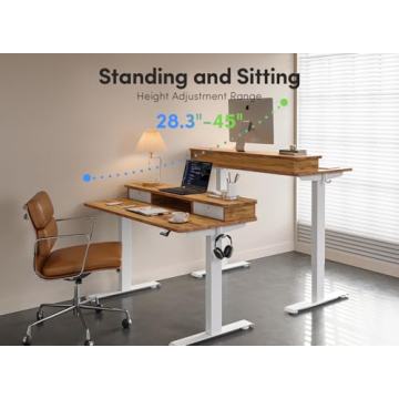 FEZIBO Electric Standing Desk with Double Drawer Storage Shelf