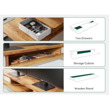 FEZIBO Electric Standing Desk with Double Drawer Storage Shelf