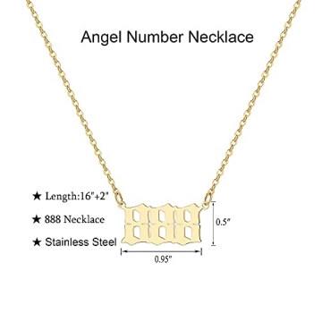 888 Angel Number Necklace 18K Gold Plated Spiritual Jewelry