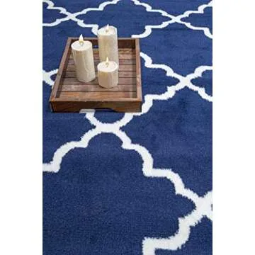 Furnish my Place Contemporary Trellis Modern Geometric Area Rug, Red 635, Blue