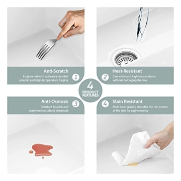 White Farmhouse Sink 33 Inch - Kichae White Farmhouse Sink Farm Sink 33x20 Inch Flat White Apron Front Ceramic Porcelain Fireclay Single Bowl Farmer Sink Basin