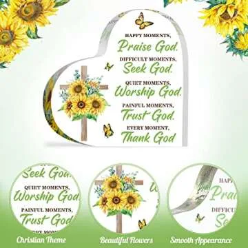 2 Pieces Christian Gifts for Christian, Inspirational Religious Gifts for Her Bible Verse Desk Decor Christian Cross Gifts, Acrylic Motivational Birthday Gifts for Mom Sister Friend Relatives