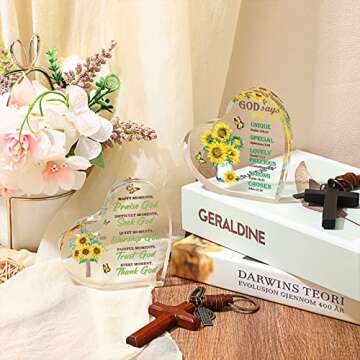 2 Pieces Christian Gifts for Christian, Inspirational Religious Gifts for Her Bible Verse Desk Decor Christian Cross Gifts, Acrylic Motivational Birthday Gifts for Mom Sister Friend Relatives