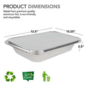 Foil Pans with Lids - 9x13 Aluminum Pans with Covers - 25 Foil Pans and 25 Foil Lids - Disposable Fo...
