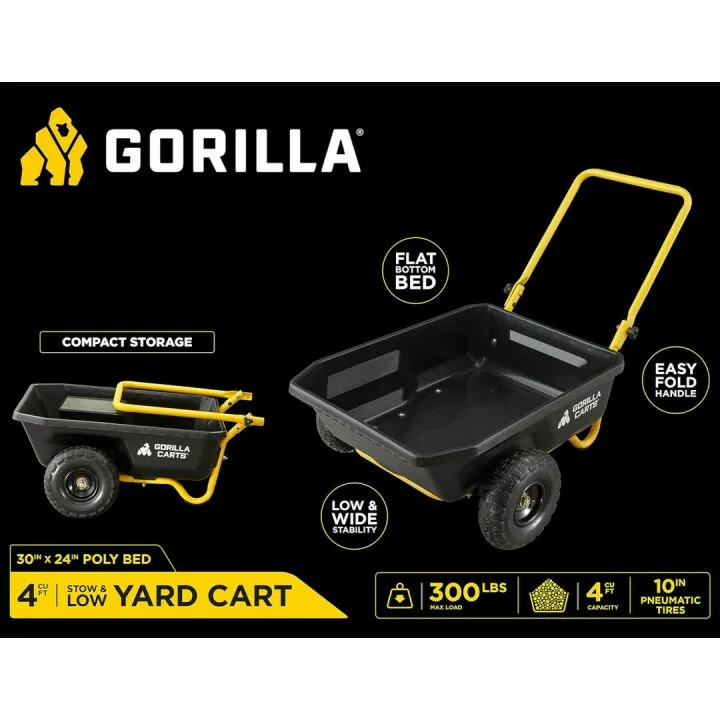 Gorilla Carts GCR-4 Poly Dump Cart 300 lb Capacity