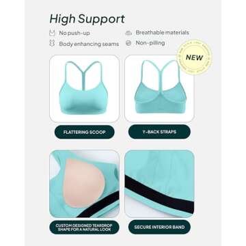 PAVOI ACTIVE Y-Back Scoop Sports Bras for Women | Low Support Workout Bra with Removable Pads | Runn...