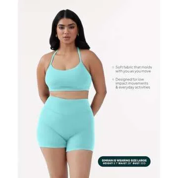 PAVOI ACTIVE Y-Back Scoop Sports Bras for Women | Low Support Workout Bra with Removable Pads | Running Yoga Tops | FlexFlow - Medium, Carribean Sea