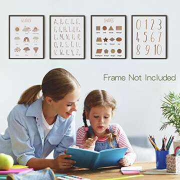 LIYAOLI Abc Wall Decor Boho Rainbow Nursery Decor Playroom Wall Decor 11 x 14 inch Set of 6 Unframed Art Prints Abc Letters for Classroom Wall Nursery Decor Neutral