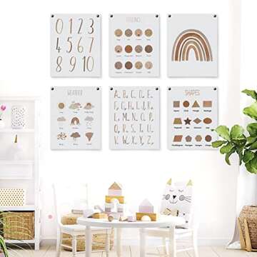 LIYAOLI Abc Wall Decor Boho Rainbow Nursery Decor Playroom Wall Decor 11 x 14 inch Set of 6 Unframed Art Prints Abc Letters for Classroom Wall Nursery Decor Neutral