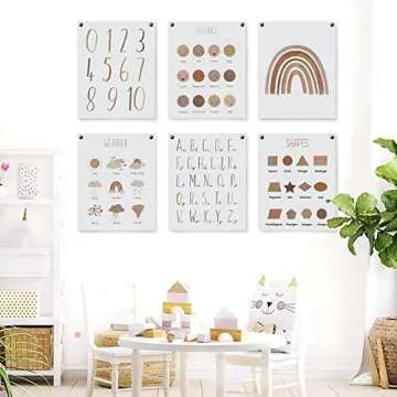 LIYAOLI Abc Wall Decor Boho Rainbow Nursery Decor Playroom Wall Decor 11 x 14 inch Set of 6 Unframed Art Prints Abc Letters for Classroom Wall Nursery Decor Neutral