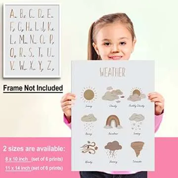 LIYAOLI Abc Wall Decor Boho Rainbow Nursery Decor Playroom Wall Decor 11 x 14 inch Set of 6 Unframed Art Prints Abc Letters for Classroom Wall Nursery Decor Neutral