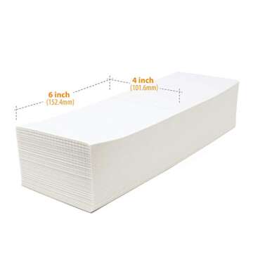 Buhbo 4" x 6" Direct Thermal Labels - Perforated BPA Free - Compatible with Zebra & Rollo Printer - Commercial Grade Shipping (1000 Fanfold Labels)