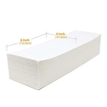 Buhbo 4" x 6" Direct Thermal Labels - Perforated BPA Free - Compatible with Zebra & Rollo Printer - Commercial Grade Shipping (1000 Fanfold Labels)