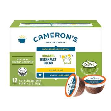 Cameron's Coffee Organic Breakfast Blend Single-Serve Coffee Pods, Light Roast, 100% Arabica, 12 Cou...