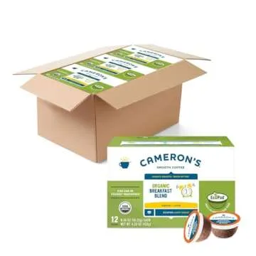 Cameron's Coffee Organic Breakfast Blend Single-Serve Coffee Pods, Light Roast, 100% Arabica, 12 Count (Pack of 6)
