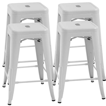 FDW Metal Bar Stools Counter Height Barstool Industrial Bar Chairs Patio Stool Stackable Backless St...