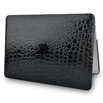 KECC Compatible with MacBook Air 13 inch Case (2010-2017 Release) A1369/A1466 Italian Leather Hard Shell Keyboard Cover (Black Crocodile Leather)