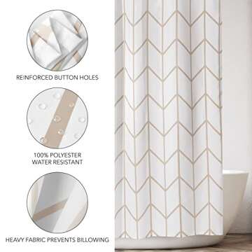 Stylish mDesign Shower Curtain with Geometric Print
