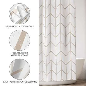 Stylish mDesign Shower Curtain with Geometric Print