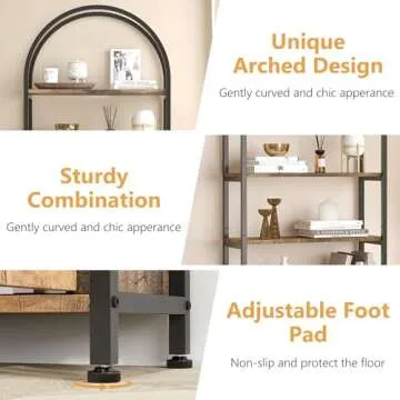 Elegant 71.5 Inch Arched Bookshelf for Home & Office