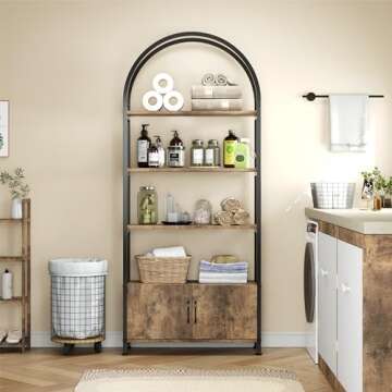 Elegant 71.5 Inch Arched Bookshelf for Home & Office