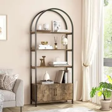 Elegant 71.5 Inch Arched Bookshelf for Home & Office