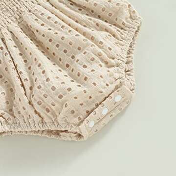 Engofs Boho Baby Girl Clothes Newborn Infant Sleeveless Lace Romper with Headband Summer Outfit Light Khaki 0-3 Months