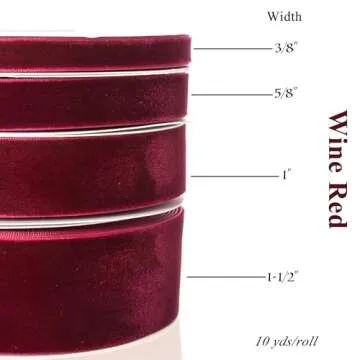 ATRBB Wine Red Velvet Ribbon 1.5 Inch 10 Yards Classic Ribbon