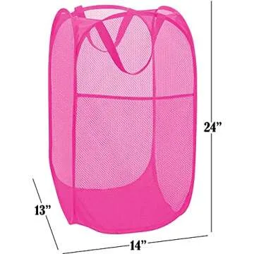 Deluxe Strong Mesh Pop up Laundry Hamper Basket with Side Pocket for Laundry Room, Bathroom, Kids Ro...