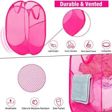 Deluxe Strong Mesh Laundry Hamper with Side Pocket