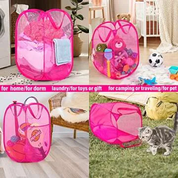 Deluxe Strong Mesh Laundry Hamper with Side Pocket