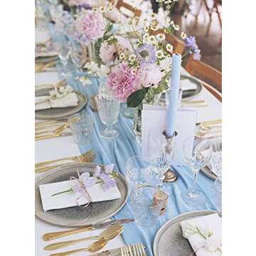 Blue Chiffon Table Runner for Elegant Wedding Décor