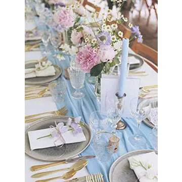 Blue Chiffon Table Runner for Elegant Wedding Décor