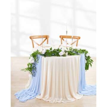 Blue Chiffon Table Runner for Elegant Wedding Décor