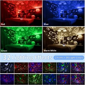 2 in 1 Kids Night Light Projector for Sleep & Fun