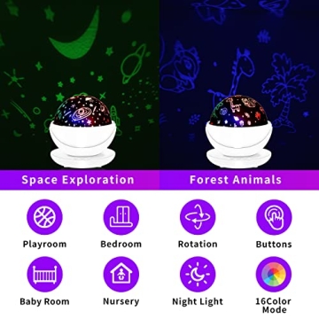 2 in 1 Kids Night Light Projector for Sleep & Fun