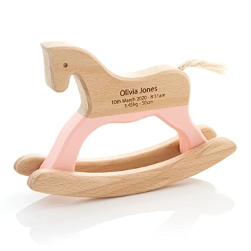 Personalized Wooden Horse Gift with Babys Name Engraved - A Perfect Keepsake Toy for Toddler, Infant...