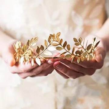 Elegance with Chargances Gold Leaf Crown for Weddings