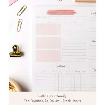 Lamare Weekly Planner Notepad - 52 Tear Off Sheets
